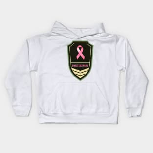 Back the pink breast cancer awareness Military tag Kids Hoodie